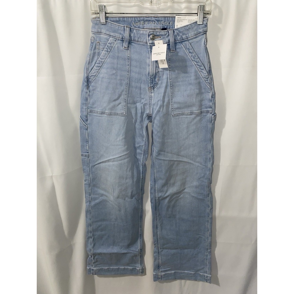 NWT AE Dreamy Drape Super High Rise Baggy Wide-Leg Jean Size 0 25W
